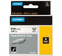 DYMO S0718260 / 18051 Heat Shrink Tubing 6mm x 1.5m Black on White