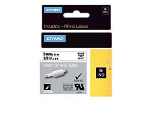 DYMO 18053 Heat Shrink Tube IND Authentic Self Adhesice Black on White 9 mm (W) x 1.5 m (L) 1.5 m