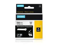 Newell (6mm) Permanent Polyester Tape (Black on White) for Dymo Rhino