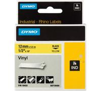 DYMO S0718450 / 18432 Rhino Vinyl Tape ID1 12mm x 5.5m Black on Yellow