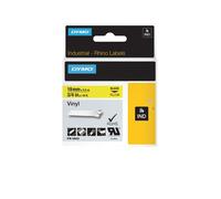 DYMO Rhino Vinyl Polyester Labels Industrial 19mm x 5.5m Black Print on Yellow