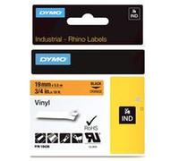 DYMO 18436 TAPE, 19MM BLK/ORA PERM VINYL