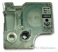 DYMO 40910 TAPE, BLACK/CLEAR, 9MM