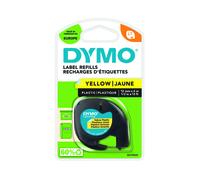 Dymo LT S0721620 / 91202 Authentic LetraTag Label Tape Self Adhesive Black Print on Yellow 12 mm x 4m