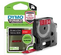 DYMO Authentic D1 Durable Labels | Black Print on Red Tape | 12 mm x 3 m | Labelling Tape for LabelManager Label Makers