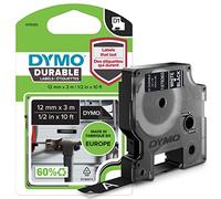 DYMO Authentic D1 Durable Labels | White Print on Black Tape | 12 mm x 3 m | Labelling Tape for LabelManager Label Makers