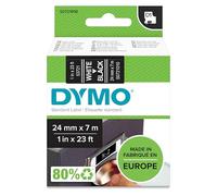 DYMO Authentic D1 Labels | 24mm x 7m Roll | White Print on Black | Self-Adhesive Labels for LabelManager Label Printers