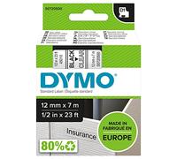 DYMO Authentic D1 Labels | Black Print on Clear Tape | 12 mm x 7 m | Self-Adhesive Labels for LabelManager Label Makers | Made in Europe