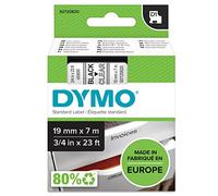 DYMO Authentic D1 Labels | Black Print on Clear Tape | 19 mm x 7 m | Self-Adhesive Labels for LabelManager Label Makers | Made in Europe