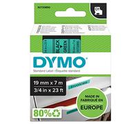 DYMO Authentic D1 Labels | Black Print on Green Tape | 19 mm x 7 m | Self-Adhesive Labels for LabelManager Label Makers | Made in Europe