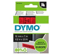 DYMO Authentic D1 Labels | Black Print on Red Tape | 12 mm x 7 m | Self-Adhesive Labels for LabelManager Label Makers | Made in Europe