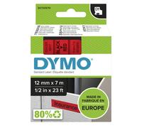 DYMO Authentic D1 Labels | Black Print on Red Tape | 12 mm x 7 m | Self-Adhesive Labels for LabelManager Label Makers | Made in Europe