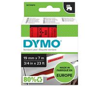 DYMO Authentic D1 Labels | Black Print on Red Tape | 19 mm x 7 m | Self-Adhesive Labels for LabelManager Label Makers | Made in Europe