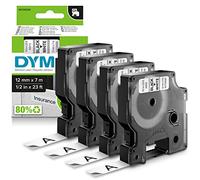 DYMO Authentic D1 Labels | Black Print on White | 12mm x 7m | Self-Adhesive Labels for LabelManager Label Printers | 4 Count