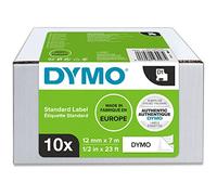 DYMO Authentic D1 Labels | Black Print on White | 12mm x 7m | Self-Adhesive Labels for LabelManager Label Printers | 10 Count