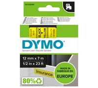 DYMO Authentic D1 Labels | Black Print on Yellow Tape | 12 mm x 7 m | Self-Adhesive Labels for LabelManager Label Makers | Made in Europe