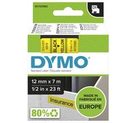 DYMO Authentic D1 Labels | Black Print on Yellow Tape | 12 mm x 7 m | Self-Adhesive Labels for LabelManager Label Makers | Made in Europe