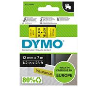 DYMO Authentic D1 Labels | Black Print on Yellow Tape | 12 mm x 7 m | Self-Adhesive Labels for LabelManager Label Makers | Made in Europe