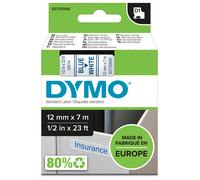 DYMO Authentic D1 Labels | Blue Print on White Tape | 12 mm x 7 m | Self-Adhesive Labels for LabelManager Label Makers | Made in Europe
