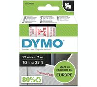 DYMO Authentic D1 Labels | Red Print on White Tape | 12 mm x 7 m | Self-Adhesive Labels for LabelManager Label Makers | Made in Europe