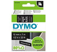 DYMO Authentic D1 Labels | White Print on Black Tape | 12 mm x 7 m | Self-Adhesive Labels for LabelManager Label Makers | Made in Europe