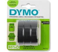 DYMO Authentic Embossing Label Tape | 9 mm x 3 m rolls | White Print on Black |
