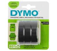 DYMO Authentic Embossing Label Tape | 9 mm x 3 m rolls | White Print on Black | Self-Adhesive | for Embossing Label Makers | 3 Count