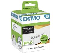 DYMO Authentic LabelWriter Address Labels | 28 mm x 89 mm | Self-Adhesive | Roll of 130 | 2 Pack (260 Easy-Peel Labels) |for LabelWriter Label Makers | Made in Europe