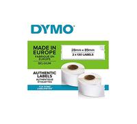 DYMO Authentic LabelWriter Address Labels | 28 mm x 89 mm | Self-Adhesive | Roll of 130 | 2 Pack (260 Easy-Peel Labels) |for LabelWriter Label Makers | Made in Europe