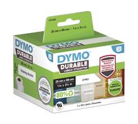 DYMO Authentic LabelWriter Durable Labels | 25mm x 89mm | White Poly | 2 Rolls of 350 (700 Self-Adhesive Labels) | High-Performance | For LabelWriter Label Makers