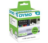 DYMO Authentic LabelWriter Large Address Labels | 36 mm x 89mm | Self-Adhesive | 2 Rolls of 260 (520 Easy-Peel Labels) | for LabelWriter Label Makers