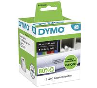 DYMO Authentic LabelWriter Large Address Labels | 36 mm x 89mm | Self-Adhesive | 2 Rolls of 260 (520 Easy-Peel Labels) | for LabelWriter Label Makers | Made in Europe