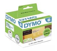 DYMO Authentic LabelWriter Large Address Labels | 36mm x 89mm | Black Print on Clear Labels | 2 Rolls of 130 (260 Easy-Peel Labels) | Self-Adhesive | for LabelWriter Label Makers