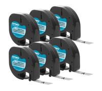 DYMO Authentic LT Plastic Labeling Tape for LetraTag Label Makers 1/2"""" (12mm) Black Print on Clear Tape 6-Pack