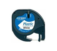 DYMO Authentic LT Plastic Labels | 12 mm x 4 m Roll | Black Print on White Labels | for LetraTag Label Makers