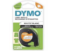 DYMO Authentic LT Plastic Labels | 12 mm x 4 m Roll | Black Print on White Labels | for LetraTag Label Makers