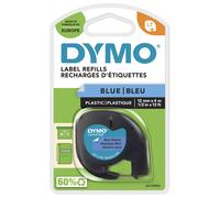 DYMO Branded LetraTag Plastic Labels | 12 mm x 4 m Roll | Black Print on Blue Labels | MultipurposeSelf-Adhesive Labels for LetraTag Label Makers