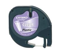 DYMO Branded LetraTag Plastic Labels | 12 mm x 4 m Roll | Black Print on Clear Labels | MultipurposeSelf-Adhesive Labels for LetraTag Label Makers