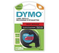 DYMO Branded LetraTag Plastic Labels | 12 mm x 4 m Roll | Black Print on Red Labels | MultipurposeSelf-Adhesive Labels for LetraTag Label Makers