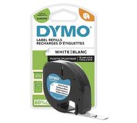 DYMO Branded LetraTag Plastic Labels | 12 mm x 4 m Roll | Black Print on White Labels | MultipurposeSelf-Adhesive Labels for LetraTag Label Makers | 1 Count