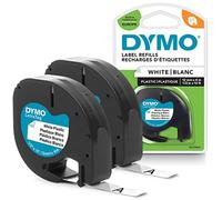 DYMO LetraTag Plastic Labels, Authentic, 12 mm x 4 m Roll, Black Print on White Labels, Self-Adhesive Multipurpose Labels for LetraTag Label Makers, 2 Count