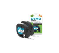 DYMO Branded LetraTag Plastic Labels | 12 mm x 4 m Roll | Black Print on White | MultipurposeSelf-Adhesive for LetraTag Label Makers | 2 Count