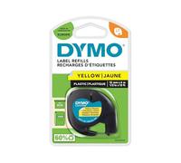 Dymo Branded Letratag Plastic Labels 12 mm X 4 M Roll Black Print On Yellow Multipurpose, Self-Adhesive Labels For Letratag Label