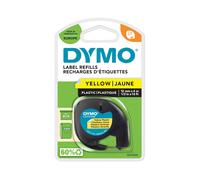 DYMO Branded LetraTag Plastic Labels | 12 mm x 4 m Roll | Black Print on Yellow | Multipurpose, Self-Adhesive Labels for LetraTag Label Makers