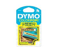 DYMO COLORPOP Authentic Label Maker Tape, 1/2" W x 10' L, Black Print on Gold Glitter, D1 Standard