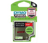 Dymo D1 1978366 Authentic Durable Label Tape Self Adhesive White Print on Red 12 mm x 3m