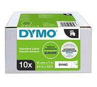 Dymo D1 2093097 / 45013 Authentic Label Tape Self Adhesive Black Print on White 12 mm x 7m Pack of 10