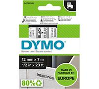 DYMO D1 Labelling Tape Authentic 45010 S0721440 Adhesive Black on Transparent 12 mm x 7 m