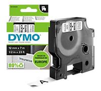 DYMO D1 Labelling Tape Authentic 45013 S0720530 Adhesive Black on White 12 mm x 7 m