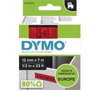 DYMO D1 Labels, 12 mm x 7 m Roll, Black Print on Red, Self-Adhesive Labels for L